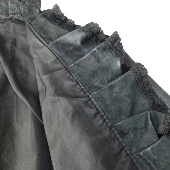 Vintage Y2K Black Leather Jacket Womens Small Ruffle Whimsygoth Romance Coquette - Picture 12 of 12